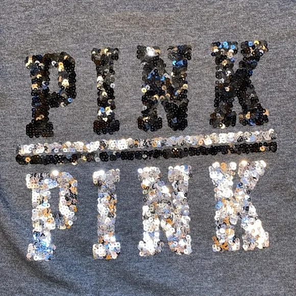 Victoria’s Secret PINK Gray Sequin Bling Hoodie. - Picture 4 of 10